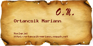 Ortancsik Mariann névjegykártya